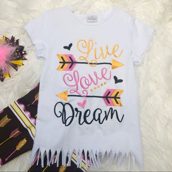 BoHo Arrows Fringe 3pc Boutique Top, Pant,BOW - Picture 2 of 8